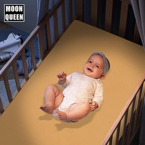 MOONQUEEN 2-Pack Baby Fitted Crib Sheets - Soft Breathable Microfiber Toddler Nursery Sheet Set for Boys and Girls, Fits Standard Size Crib Mattress 28 x 52 x 8in, orangey in Kuwait