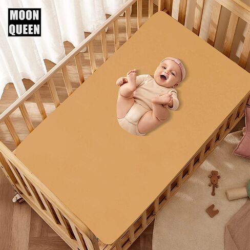 MOONQUEEN 2-Pack Baby Fitted Crib Sheets - Soft Breathable Microfiber Toddler Nursery Sheet Set for Boys and Girls, Fits Standard Size Crib Mattress 28 x 52 x 8in, orangey in Kuwait
