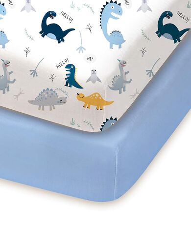 Pack and Play Sheets 2 Pack, 38x26 Jersey Knit Fitted Sheets | Pack and play sheets with 95% polyester, 5% spandex jersey knit, deep pocket, snug fit, 2-pack. in Kuwait