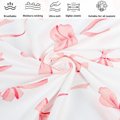Crib Sheet for Baby Girls, Soft and Breathable Toddler Bed Sheets, Baby Fitted Crib Mattress Sheet 52"x28" Perfect for Standard Crib Mattress, Pink Bow in Saudi Arabia
