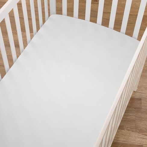American Baby Company 100% Natural Cotton Percale Fitted Crib Sheet for Standard Crib and Toddler Mattresses, Snow White, Soft Breathable, for Boys and Girls in Kuwait
