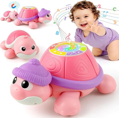 Baby Toys 6-12 Months, Musical Turtle Crawling Infant Toys for Tummy Time, Early Learning Educational Toys for 7 8 9 10 11 Month, Ideal Christmas Birthday Gifts for Boys & Girls Age 1 Years Old in Kuwait