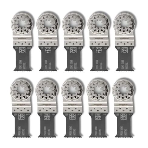 Fein E-Cut Fine Narrow Waisted Saw Blade - 1-1/8" Width, 2" Length | BiMetal Teeth, For Aluminum Profiles, Copper Pipes and Hard Plastics, StarLock Mount, 10-Pack - 63502157290 in Kuwait