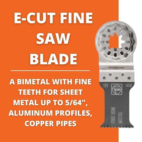 Fein E-Cut Fine Narrow Waisted Saw Blade - 1-1/8" Width, 2" Length | BiMetal Teeth, For Aluminum Profiles, Copper Pipes and Hard Plastics, StarLock Mount, 10-Pack - 63502157290 in Kuwait