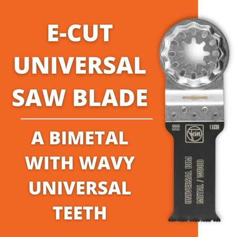 Fein Starlock E-Cut Universal Saw Blade - 1-1/8" Width, 2-1/8" Length | Precision Cutting for Wood, Drywall & Plastics, Bimetal with Wavy Universal Teeth, Narrow Waisted, 10-Pack - 63502222290 in Kuwait