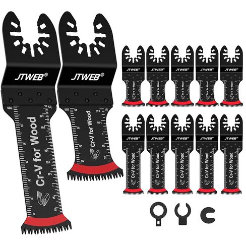 JTWEB Japanese Tooth Oscillating Saw Blades Wood, 12PCS Standard & Extra-Long Reach Arc-Shaped Edge Multitool Blades Clean Cut for Wood, Plastic, Power Oscillating Tool Blade Multi Tool Blades Kits in Kuwait