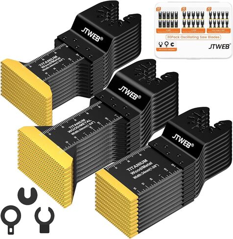JTWEB 30PCS Titanium Oscillating Saw Blades Metal Cutting, Multitool Oscillating Tool Blade Kits for Nails Wood Plastic for Milwaukee Bosch Rockwell Ryobi Multi Tool in Kuwait