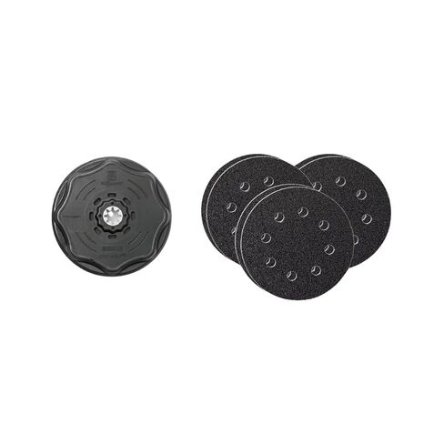 Fein Starlock Plus Round Sanding Set with Hook & Loop Attachment | Multi-Material Use, Perforated, 60, 80 and 180 Grit, 4-17/32" Edge Length, 63806195210 in Kuwait