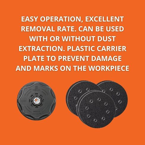 Fein Starlock Plus Round Sanding Set with Hook & Loop Attachment | Multi-Material Use, Perforated, 60, 80 and 180 Grit, 4-17/32" Edge Length, 63806195210 in Kuwait