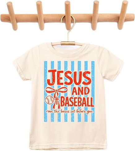 Jesus and Baseball Graphic T-Shirt for Kids – Faith and Sports Tee with Inspirational Message in Kuwait