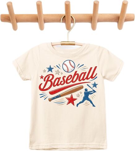 Baseball Graphic T-Shirt for Kids – Fun Sports Tee with Baseball Bat and Stars in Kuwait