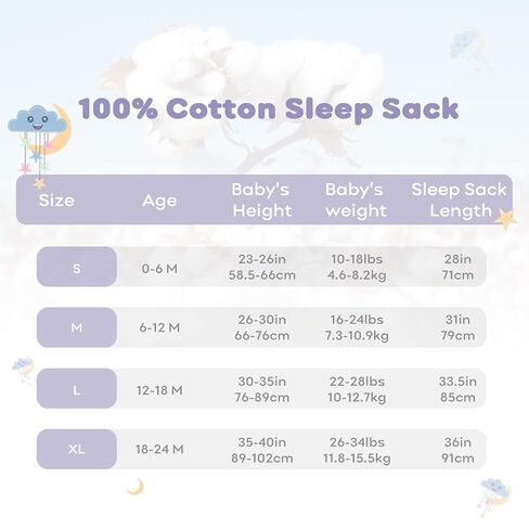 Yoofoss Baby Sleep Sack 6-12 Months Baby Wearable Blanket 100% Organic Cotton 2-Way Zipper TOG 0.5 Toddler Sleeping Sack 3 Pack, Comfy Soft Lightweight in Kuwait