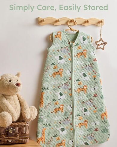 1.0 TOG Baby Sleep Sack 12-18 Months，Cotton Quilted Wearable Blanket Baby Boy Girl Sleeping Sack, 2-Way Zipper Sleeping bag for Toddler Green Animal(Large) in Kuwait