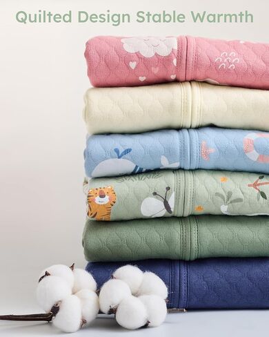 1.0 TOG Baby Sleep Sack 12-18 Months，Cotton Quilted Wearable Blanket Baby Boy Girl Sleeping Sack, 2-Way Zipper Sleeping bag for Toddler Green Animal(Large) in Kuwait