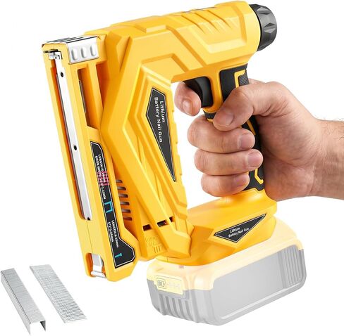 Cordless 18 Gauge Brad Nailer Compatible with 20V Battery, 2-in-1 Brad Nailer/Narrow Crown Stapler, Electric Nail Gun with Nails/Staples, Dual Mode Framing Nail Gun for Trim Wood Crafting - No Battery in Kuwait
