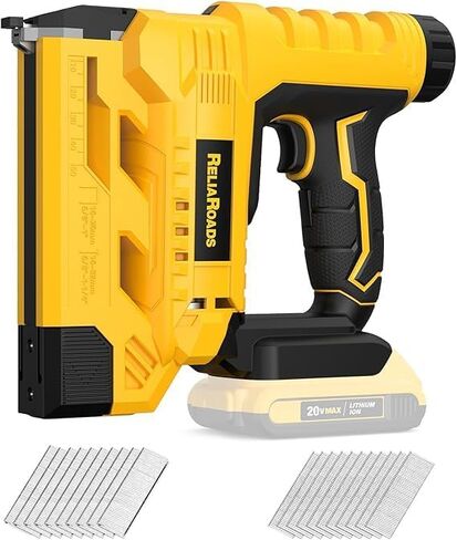 2-in-1 Cordless 18GA Brad Nailer & 1/4 Crown Stapler for DeWALT 20V MAX Battery (Tool Only) - Lightweight, 1600 Nails/Staples Included for DIY, Upholstery & Home Renovation in Kuwait