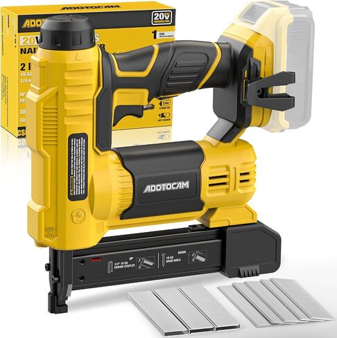 18GA Cordless Brad Nailer for Dewalt 20V Battery (Tool Only), 2 in 1 Cordless Nail Gun with 1000 Nails and 500 Staples, Nail Gun Battery Powered for Home Improvement & Woodworking in Kuwait