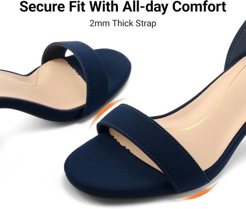 DREAM PAIRS Women's Low Chunky Heels Sandals,Navy/Suede,8.5 | Round Open Toe Heels, Ankle Strap, Block heels, Dress Summer Shoes for Wedding Party Daily in Kuwait