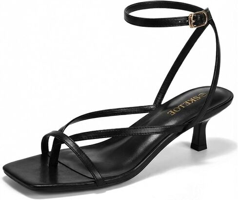 Women's Strappy Kitten Heels Dressy Square Open Toe Flip Flop Heels | thong sandals,ankle strap,for wedding party vacation,low heels,buckle design in Kuwait