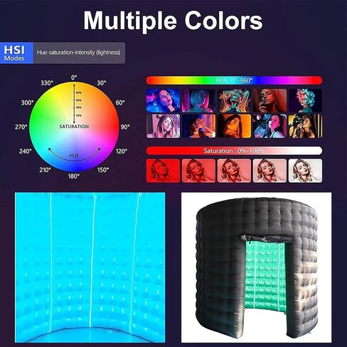 Inflatable Photo Booth Enclosure, 360 Photo Booth Backdrop for Parties 10 X 8Feet, with Led Light, Blower, for Wedding, Party, Events, Birthday in Kuwait