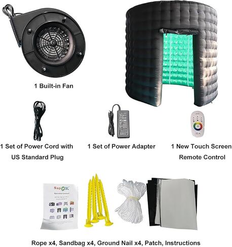 Inflatable Photo Booth Enclosure, 360 Photo Booth Backdrop for Parties 10 X 8Feet, with Led Light, Blower, for Wedding, Party, Events, Birthday in Kuwait