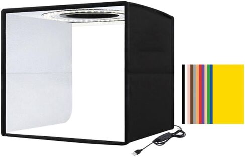 Mini Photo Studio Box Photography Studio Lightbox LED DSLR Photography Shooting Tent Box Kit & 12 Colors Background Paper, D-250 * 250 * 250mm in Kuwait
