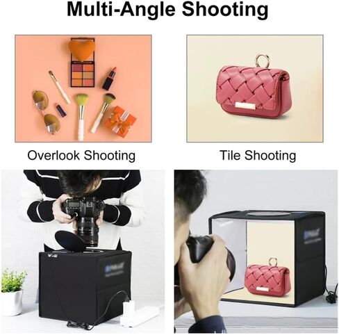 Mini Photo Studio Box Photography Studio Lightbox LED DSLR Photography Shooting Tent Box Kit & 12 Colors Background Paper, D-250 * 250 * 250mm in Kuwait