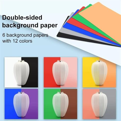 Mini Photo Studio Box Photography Studio Lightbox LED DSLR Photography Shooting Tent Box Kit & 12 Colors Background Paper, D-250 * 250 * 250mm in Kuwait