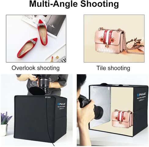 Light Box Photography Studio, Portable Folding LED Photo Box with 12 Colors Backdrops, CRI 95 Lighting for Jewelry and Miniature Model Photography in Kuwait