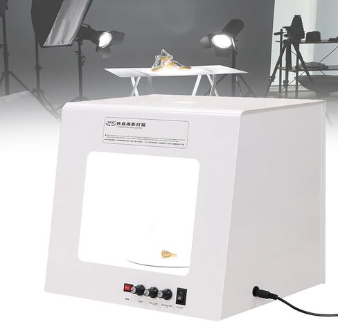 Photo Studio Light Box, 11.8x10.2x10.2 Shooting Light Tent with Electric Rotating Platform, 3000K-5500K Adjustable Tabletop Photography Lighting Kit in Kuwait