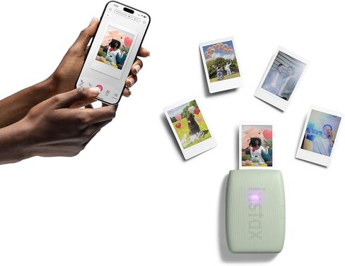 Bundle with Compatible Fuji Mini Link 3 Smartphone Printer Clay White + Fuji Film Value Pack 20 Sheets Accessories Bundle with Album + 5 Plastic Desk Frames + Paper & Sticker Frames (Sage Green) in Kuwait