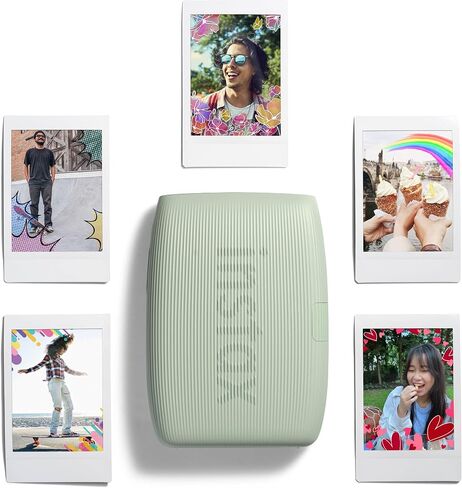 Bundle with Compatible Fuji Mini Link 3 Smartphone Printer Clay White + Fuji Film Value Pack 20 Sheets Accessories Bundle with Album + 5 Plastic Desk Frames + Paper & Sticker Frames (Sage Green) in Kuwait