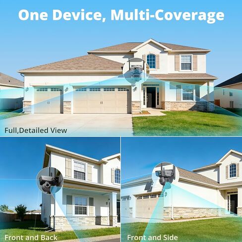 Dragon Touch 4G Cellular Security Camera, 4K Solar Camera Wireless Outdoor, 3 Lens Bullet-PTZ Cam, 360° View, 10X Optical Zoom, AI Track, Color Night Vision, 12000/9W Battery, 64GB Card Included in Kuwait