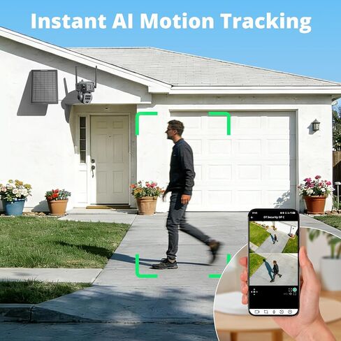 Dragon Touch 4G Cellular Security Camera, 4K Solar Camera Wireless Outdoor, 3 Lens Bullet-PTZ Cam, 360° View, 10X Optical Zoom, AI Track, Color Night Vision, 12000/9W Battery, 64GB Card Included in Kuwait