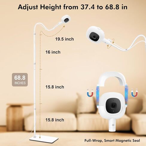 Floor Stand for Nanit Pro Baby Monitor, Nanit Stand with Adjustable Height and Heavy-Duty Stable Base, Full Enclosure Camera Mount Baby Monitor Stand No Tools or Wall Damage(Camera not Included) in Kuwait
