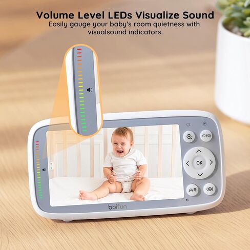 BOIFUN No WiFi Baby Monitor with 4" 720P IPS Screen with Camera and Audio | Sound Activated Mode, 2-Way Talk,Temperature Sensor,3X Zoom, Lullaby, Feeding Reminder,11H Battery Life, for Gift in Kuwait