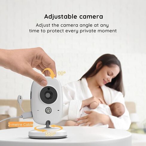 BOIFUN No WiFi Baby Monitor with 4" 720P IPS Screen with Camera and Audio | Sound Activated Mode, 2-Way Talk,Temperature Sensor,3X Zoom, Lullaby, Feeding Reminder,11H Battery Life, for Gift in Kuwait