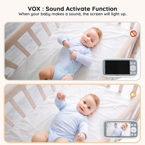 BOIFUN No WiFi Baby Monitor with 4" 720P IPS Screen with Camera and Audio | Sound Activated Mode, 2-Way Talk,Temperature Sensor,3X Zoom, Lullaby, Feeding Reminder,11H Battery Life, for Gift in Kuwait