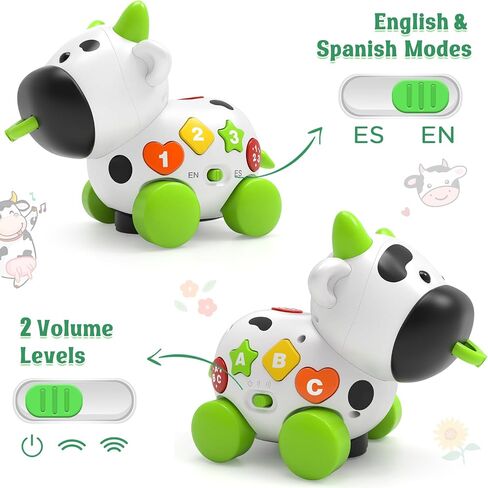 Talkfun Musical Cow Toys for 1+ Year Old Boy Girl, Bilingual Baby Toy 6-12-18 Month, One Year Old Boy Toys, 1 Year Old Girl Gift, Learning Toddler Toy Age 1-2, First Christmas 1st Birthday Gift in Kuwait