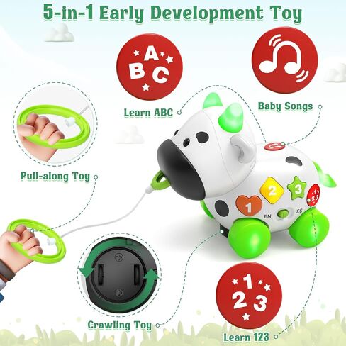 Talkfun Musical Cow Toys for 1+ Year Old Boy Girl, Bilingual Baby Toy 6-12-18 Month, One Year Old Boy Toys, 1 Year Old Girl Gift, Learning Toddler Toy Age 1-2, First Christmas 1st Birthday Gift in Kuwait