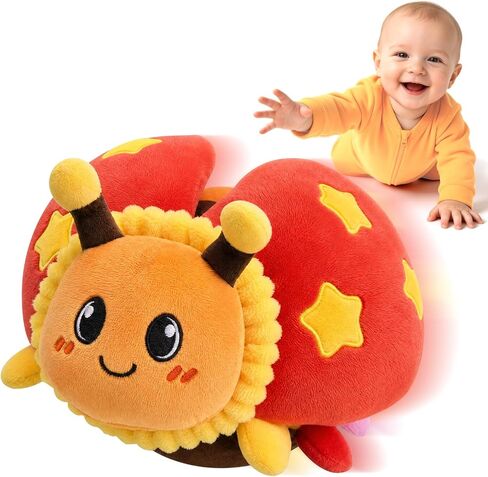 Interactive Crawling Ladybug Toy, Musical Plush Toy for Babies 6-36M | 40 Songs, Record & Repeat, USB Rechargeable, Crinkle Wings & Dance for Multi-Sensory Play, Soft Plush, Gift for Toddlers 1-3 in Kuwait