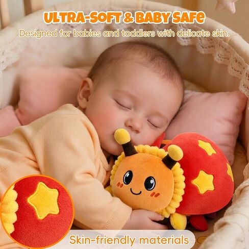 Interactive Crawling Ladybug Toy, Musical Plush Toy for Babies 6-36M | 40 Songs, Record & Repeat, USB Rechargeable, Crinkle Wings & Dance for Multi-Sensory Play, Soft Plush, Gift for Toddlers 1-3 in Kuwait
