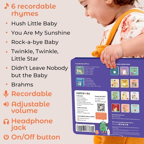 Cali's Books Hush Little Baby Recordable Music Book Toddlers 1-3 Years Old - Lullaby Rhymes Musical Book, Headphone Jack, Interactive Sound Book, Voice Recording Song Toy Children Girls Toddler Boys in Kuwait