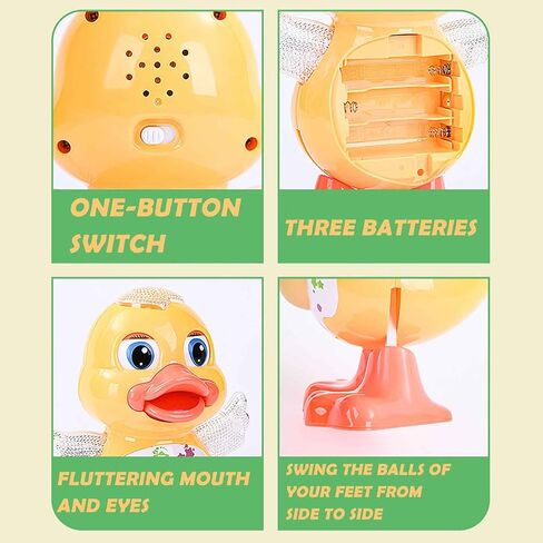 Dancing Duck Toy, Musical Waddling Duck with Flapping Wings and LED Effects | dancing baby toy for 6-12 months with music, LED lights, flapping wings and waddling motion for tummy time and floor play in Kuwait