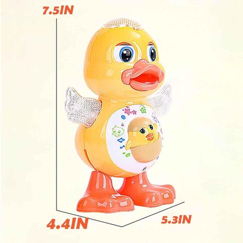 Dancing Duck Toy, Musical Waddling Duck with Flapping Wings and LED Effects | dancing baby toy for 6-12 months with music, LED lights, flapping wings and waddling motion for tummy time and floor play in Kuwait