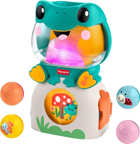 Fisher-Price Baby Toy Light-Up & Roll Frog Musical Ball Drop Activity & 3 Balls for Developmental Play Infants & Toddlers Ages 6+ Months in Kuwait