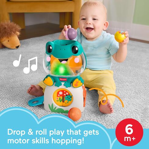 Fisher-Price Baby Toy Light-Up & Roll Frog Musical Ball Drop Activity & 3 Balls for Developmental Play Infants & Toddlers Ages 6+ Months in Kuwait