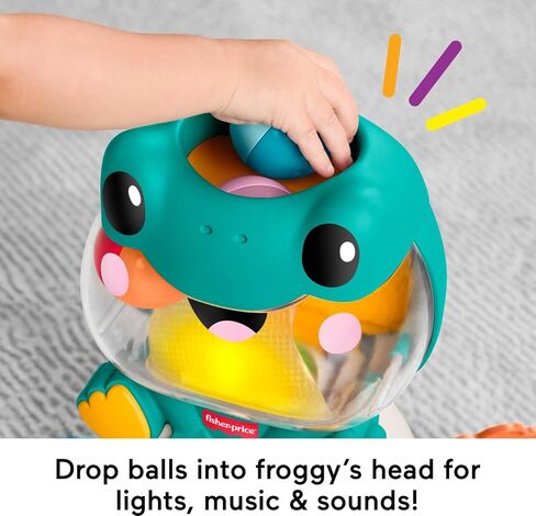 Fisher-Price Baby Toy Light-Up & Roll Frog Musical Ball Drop Activity & 3 Balls for Developmental Play Infants & Toddlers Ages 6+ Months in Kuwait