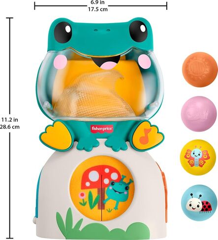 Fisher-Price Baby Toy Light-Up & Roll Frog Musical Ball Drop Activity & 3 Balls for Developmental Play Infants & Toddlers Ages 6+ Months in Kuwait