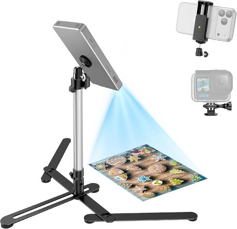 TiMOVO Overhead Tripod for Mini Projector | Heavy Duty, 360° Rotation, Angle & Height Adjustable, Overhead Phone Mount for Cookie Decorating, Live Streaming, Cooking in Kuwait